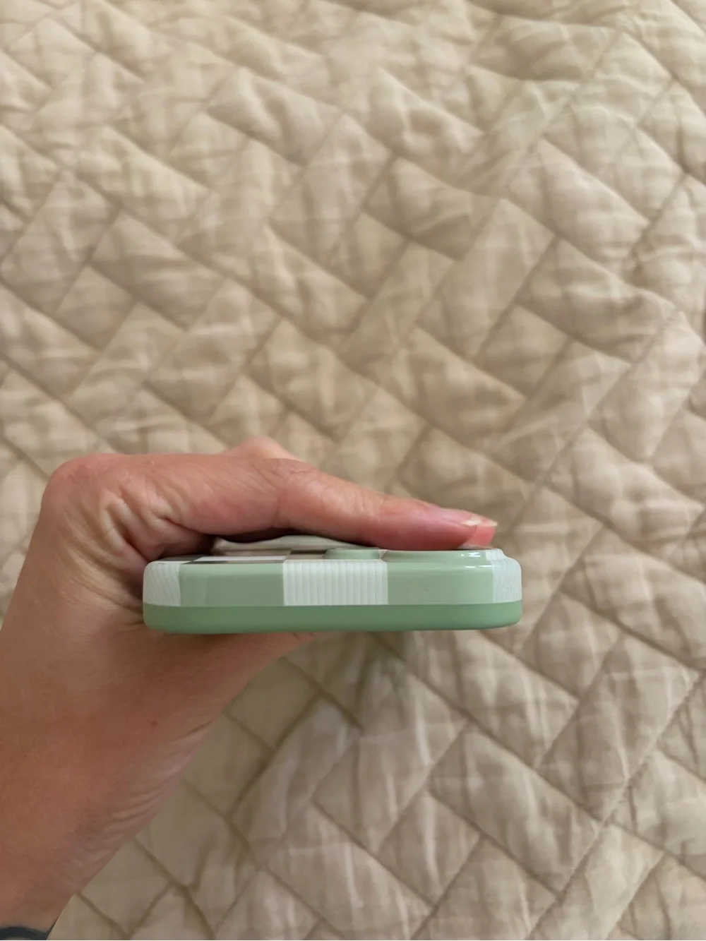 Velvet Caviar Sage Green & White Checkerboard Phone Case with Card Slot